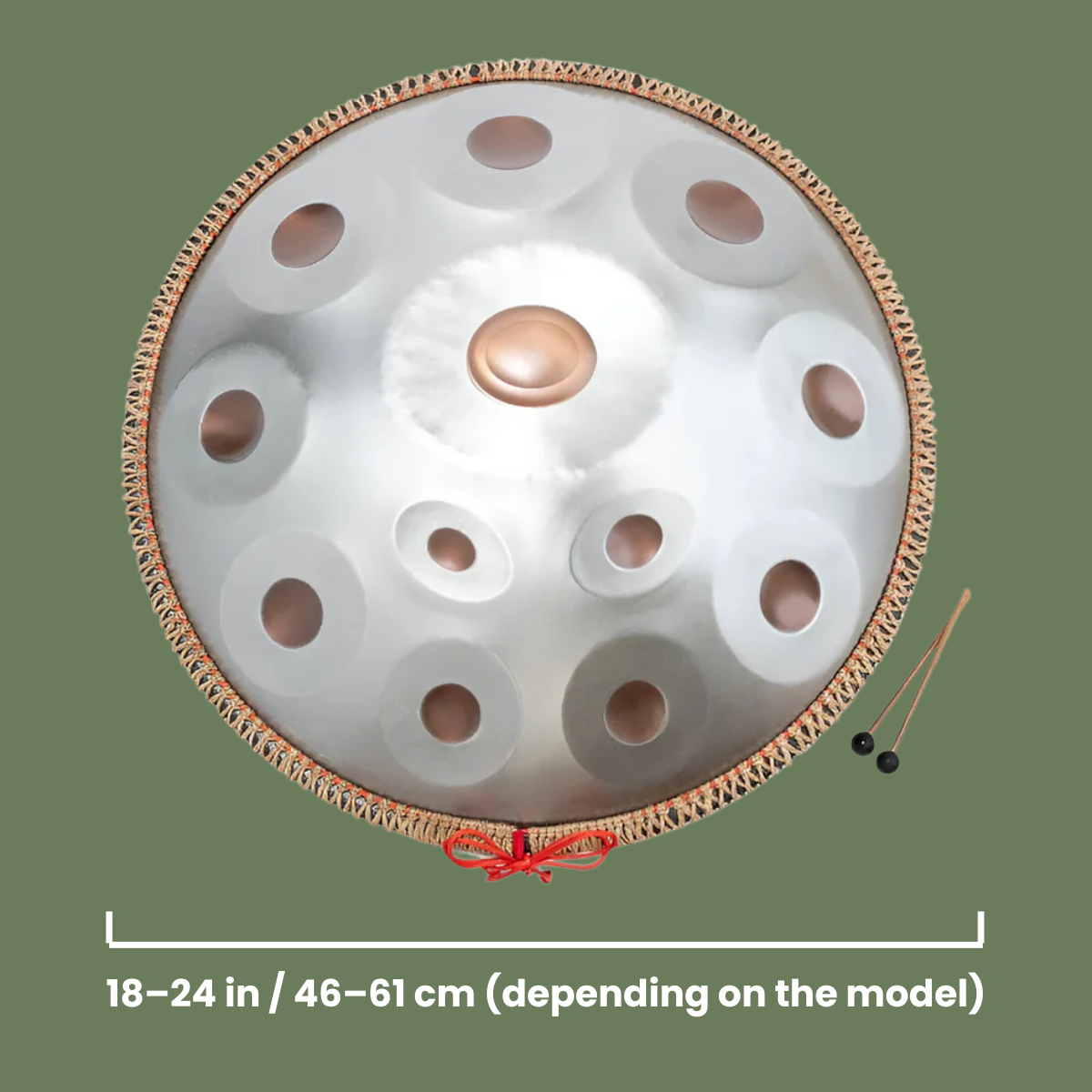 Handpan with dimensions D minor 