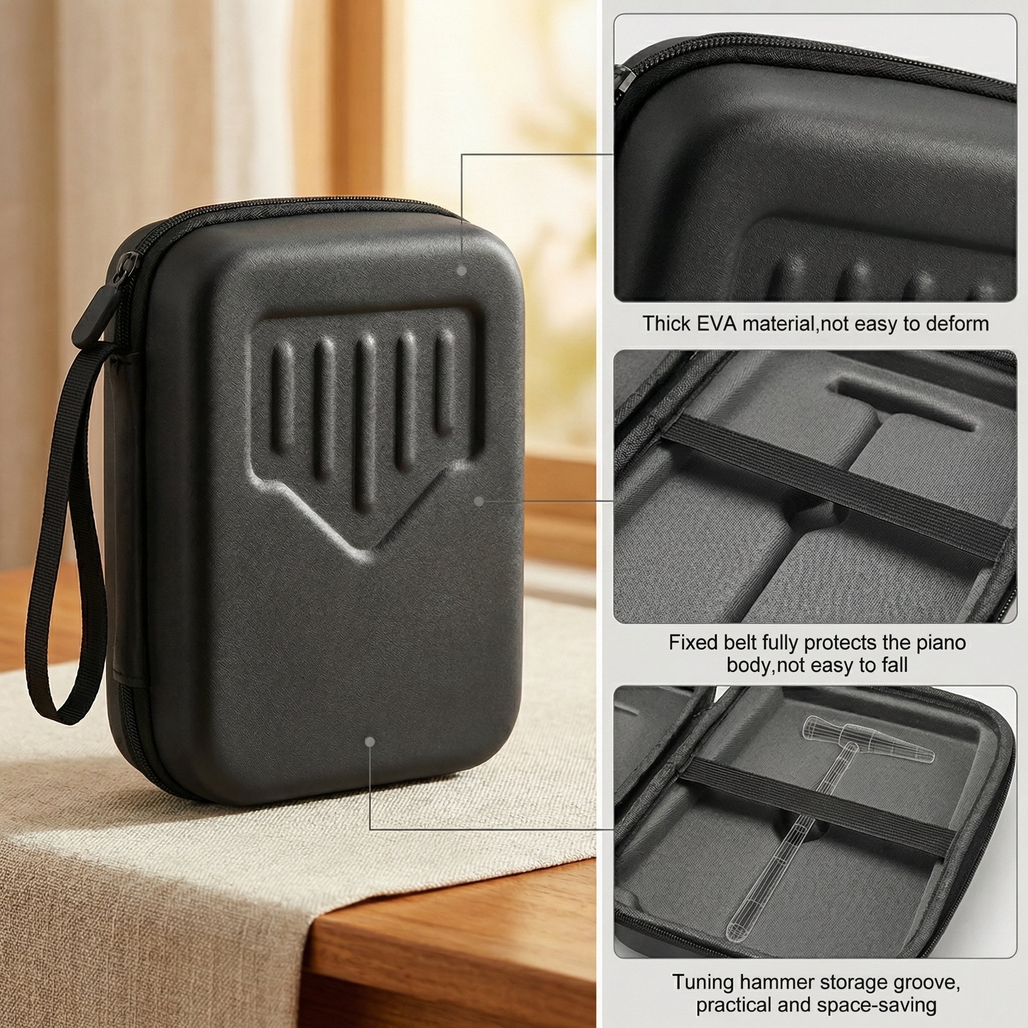 Kalimba Protective Hard Case Waterproof EVA, Shockproof & Portable