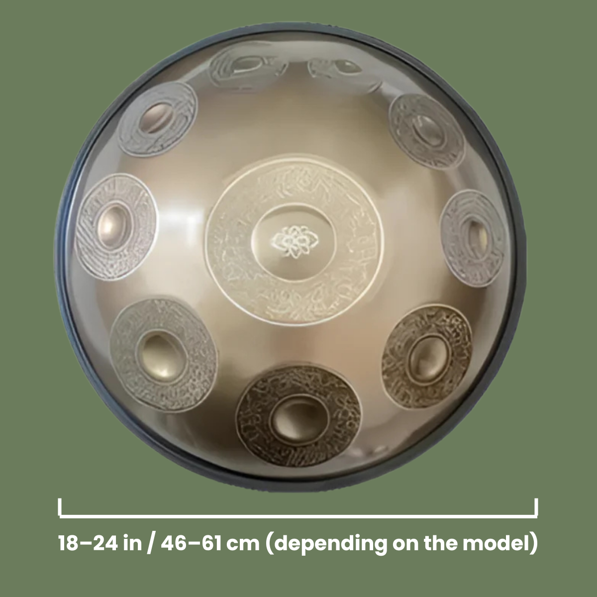 Handpan with dimensions D minor 