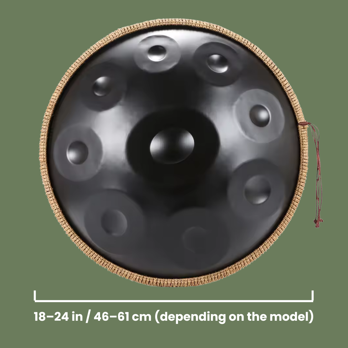 Handpan with dimensions D minor 