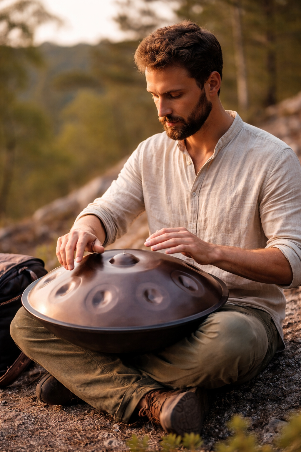 Eclipse handpan in D Minor – polished stainless steel by HarmoniqSound