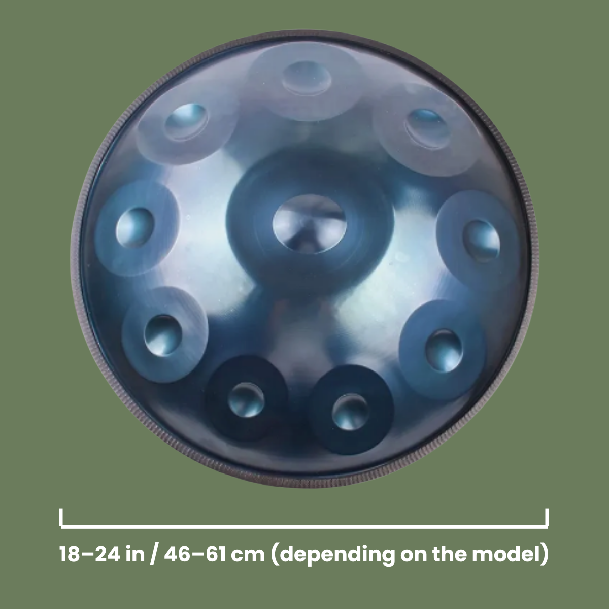 Handpan instrument with size measurement D minor