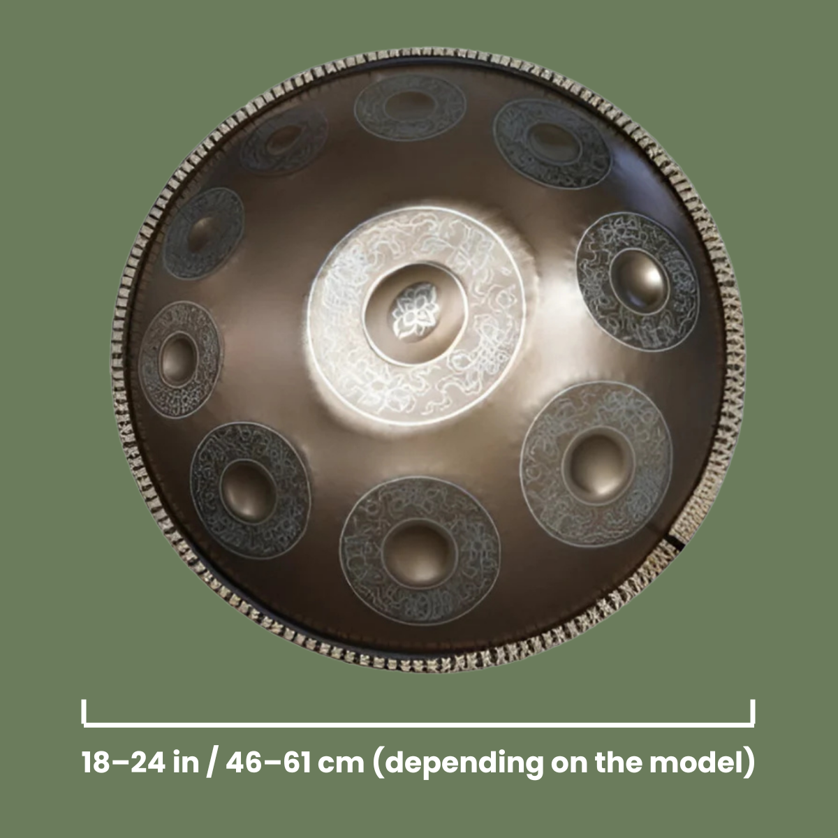 Decorative metal Handpan with measurement text