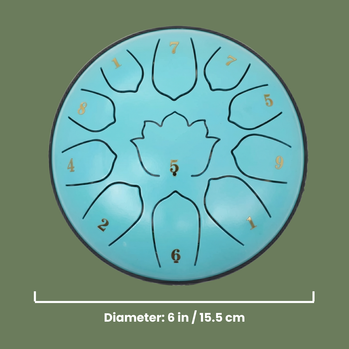 Compact 6-inch HarmoniqSound steel tongue drum, a travel-friendly instrument for yoga practitioners.