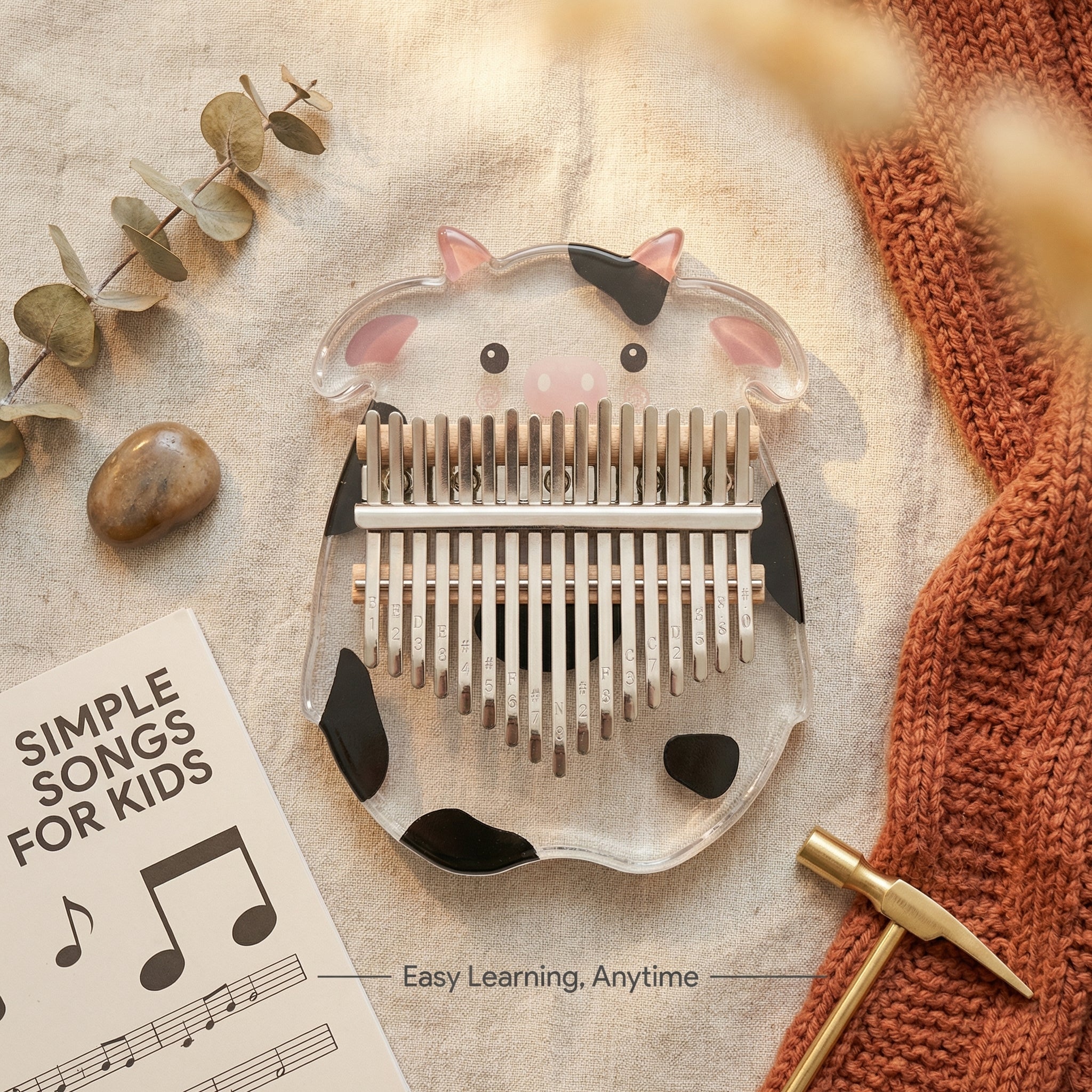 Kids Kalimba 17 Keys Transparent Acrylic Animal Design, Portable Thumb Piano