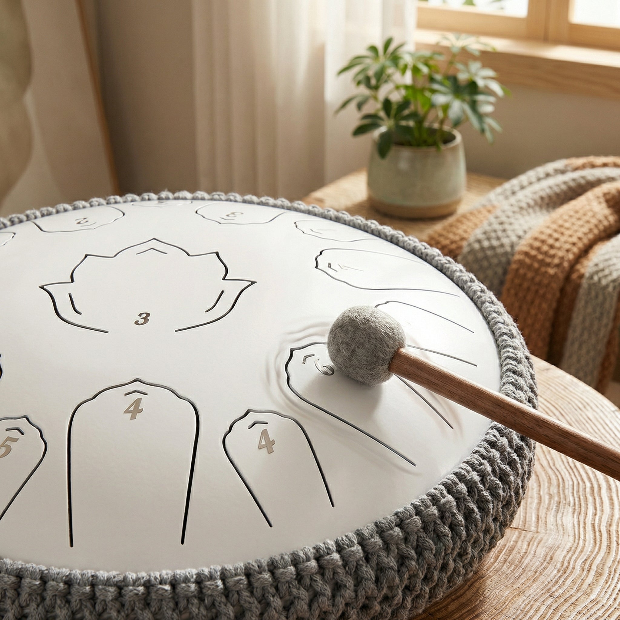 13-note steel tongue drum in C Major 432 Hz – blue finish by HarmoniqSound